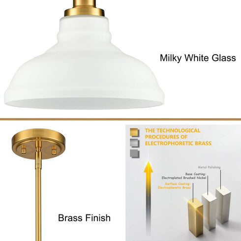 Modern Gold Pendant Light Fixture Kitchen Island with Dome Opal Glass